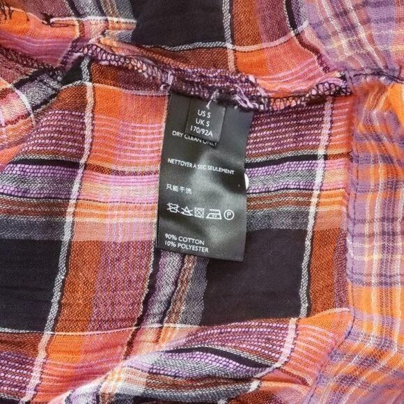 NWT Free People First Bloom Plaid Buttoned Tie Front Blouse Small - Picture 14 of 16